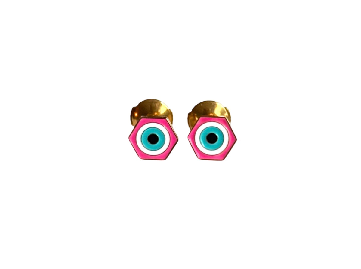 "Aura" pink enamel earrings