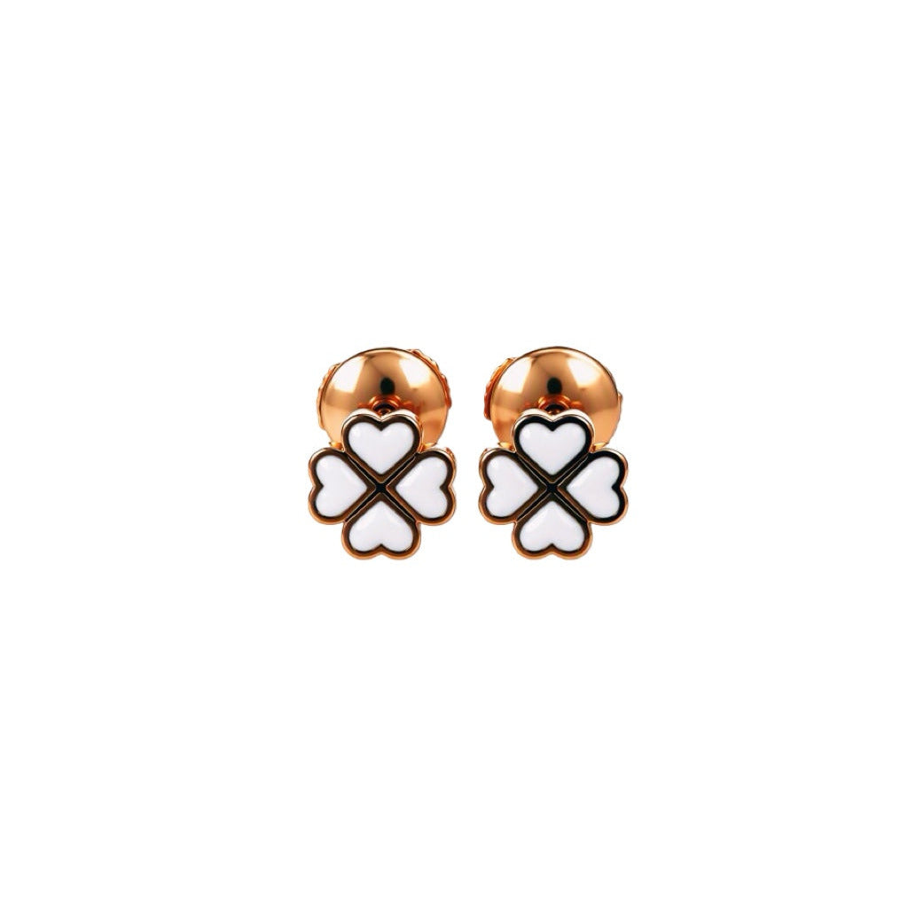 Boucles d'oreilles "Lucky" émaillées blanches