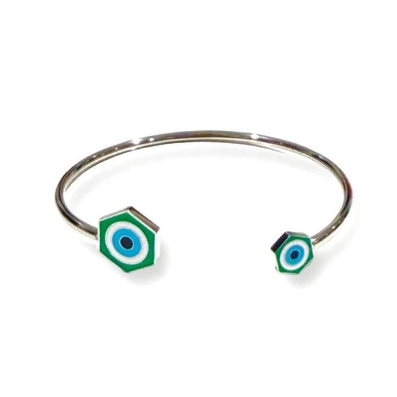 Bracelet "Aura" argenté émaillé vert