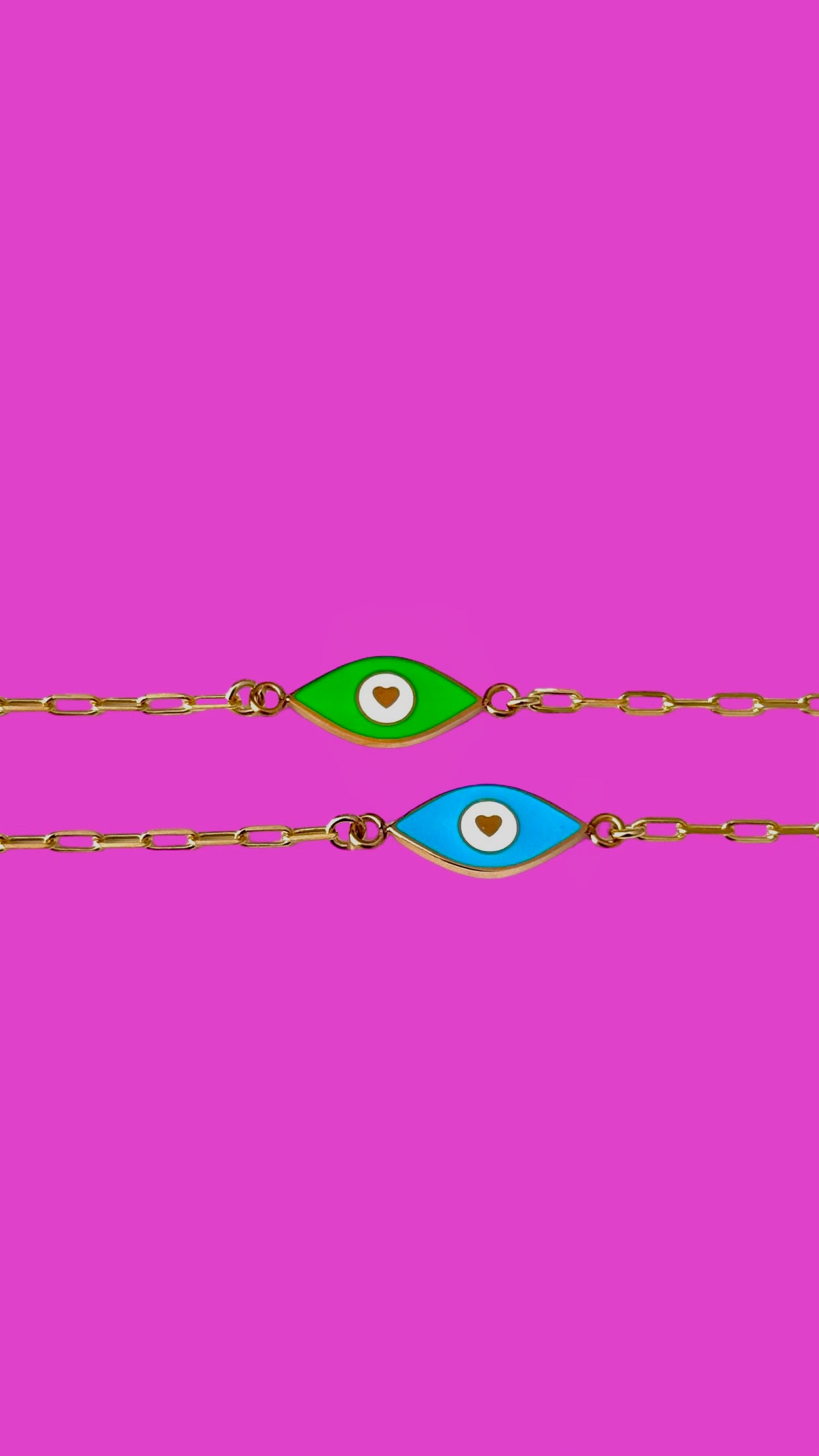 Pendentif doré "oeil du coeur" émaillé réversible turquoise / vert