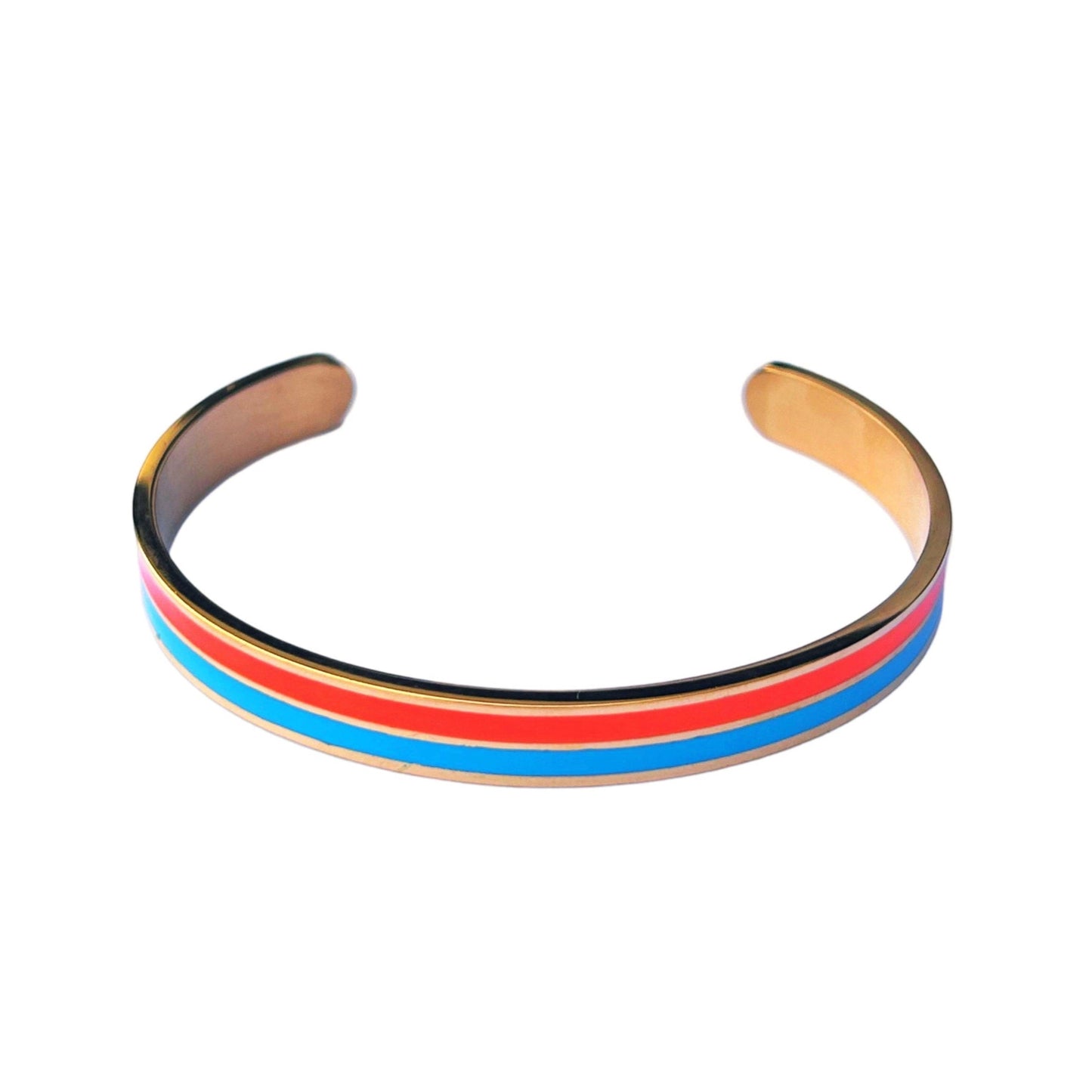 Bracelet "bicolore" jonc doré turquoise orange