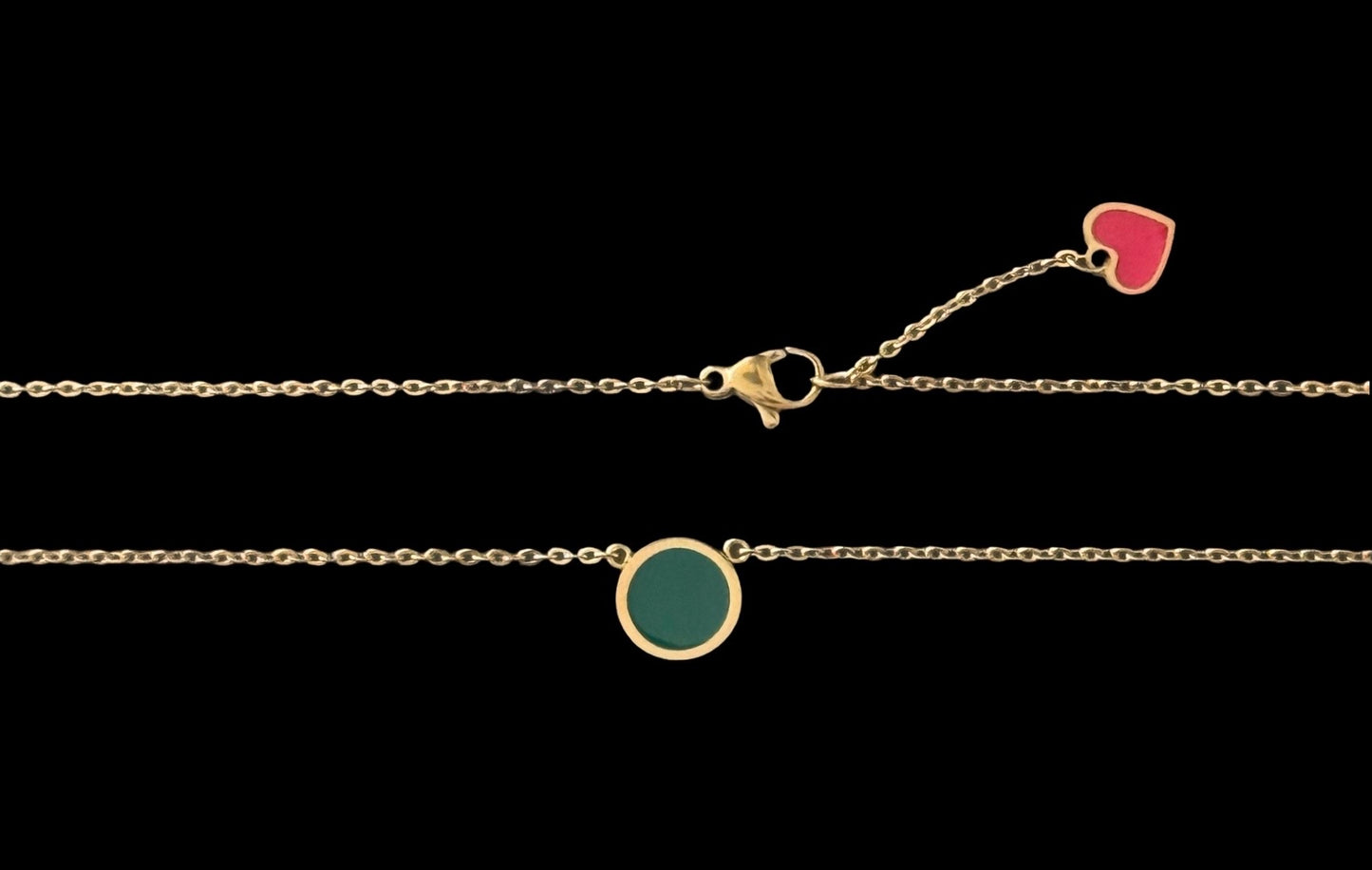 Pendentif doré émaillé bicolore rouge / vert