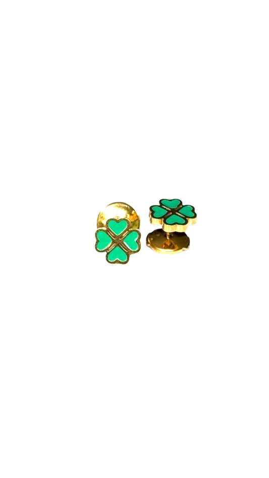 Boucles d'oreille "Lucky" dorées vertes