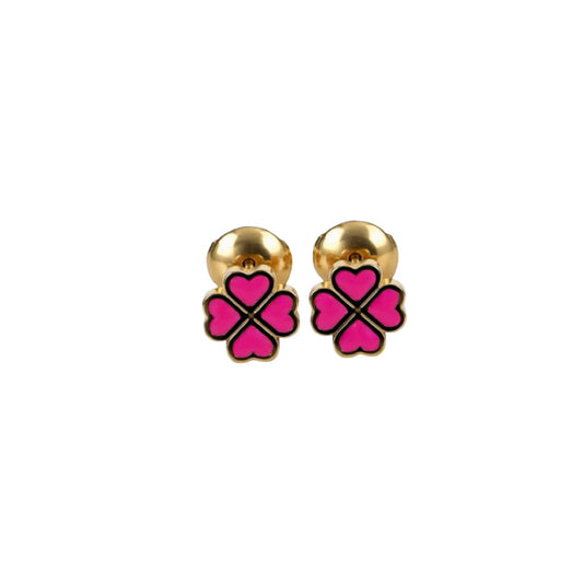 "Lucky" pink enameled earrings