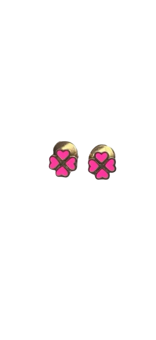 Boucles d'oreille "Lucky" émaillées roses
