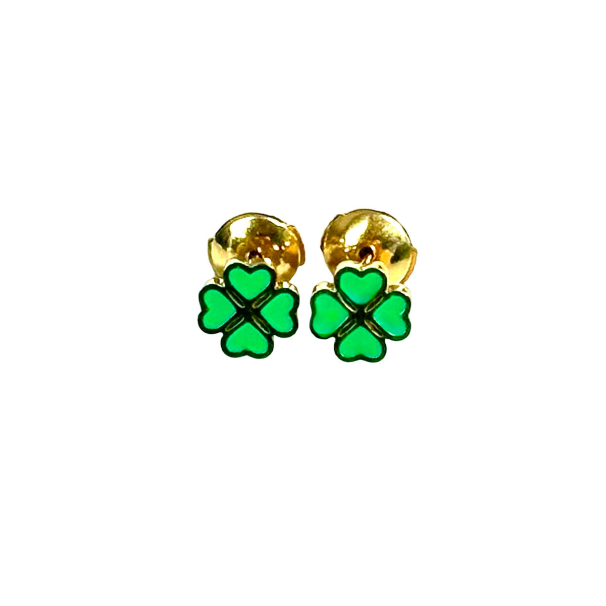 "Lucky" gold-plated green earrings