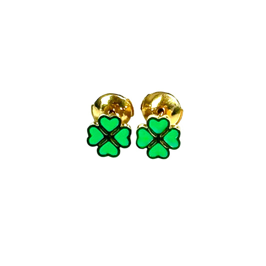 "Lucky" gold-plated green earrings