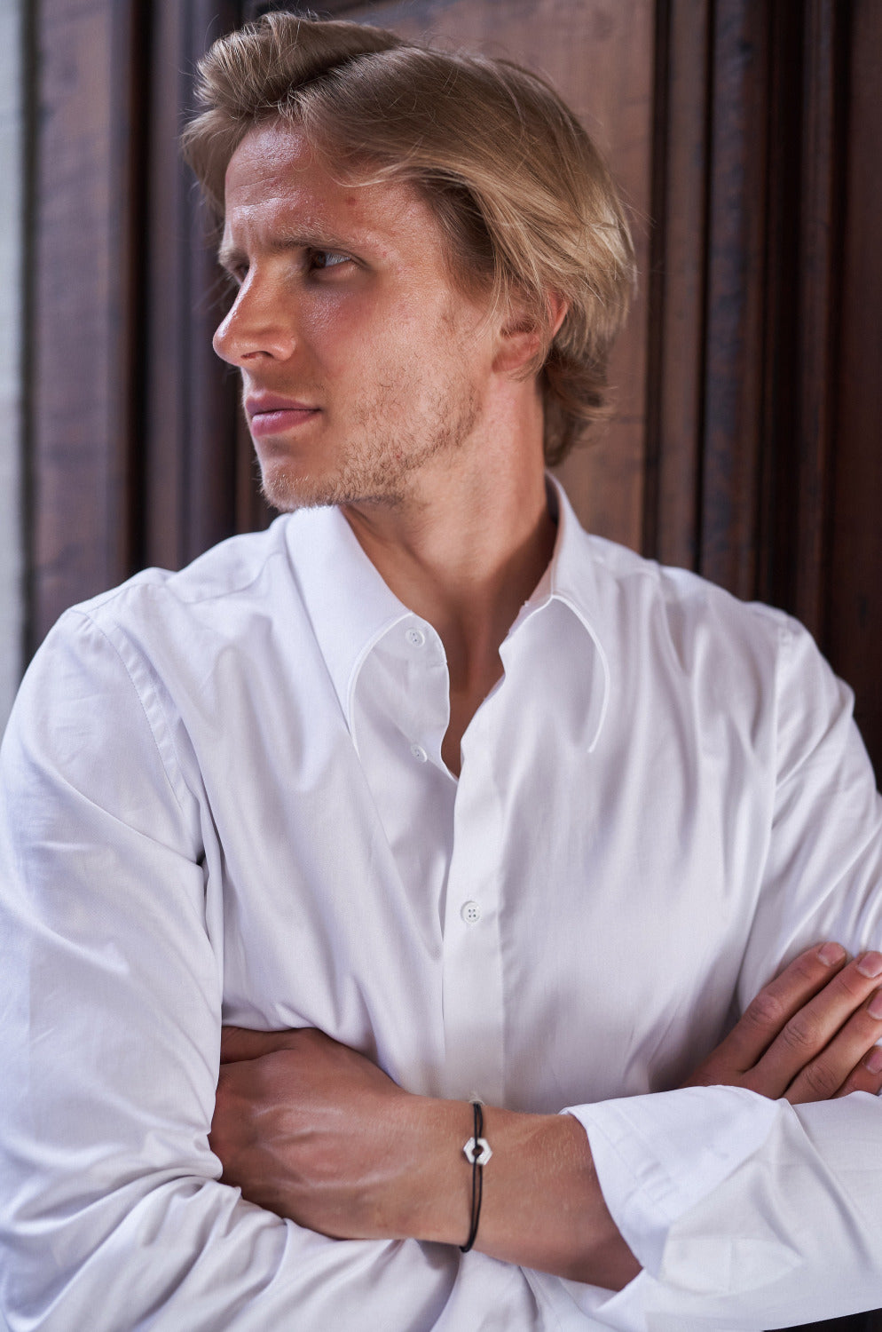 Bracelet : Ecrou bicolore  | argent sur cordon