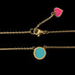 Pendentif doré émaillé bicolore turquoise / rose