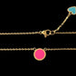 Pendentif doré émaillé bicolore turquoise / rose