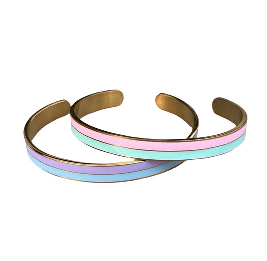 Bracelets "bicolore" dorés aux couleurs pastel