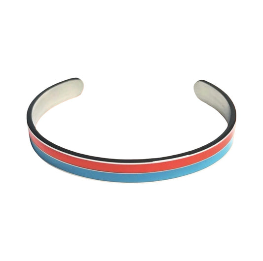 Bracelet "bicolore" argenté turquoise orange
