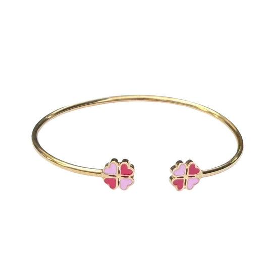 Bracelet "Trèfle" bicolore rose / rouge