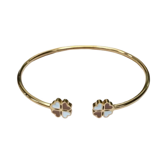 Bracelet "Lucky" émaillé taupe blanc