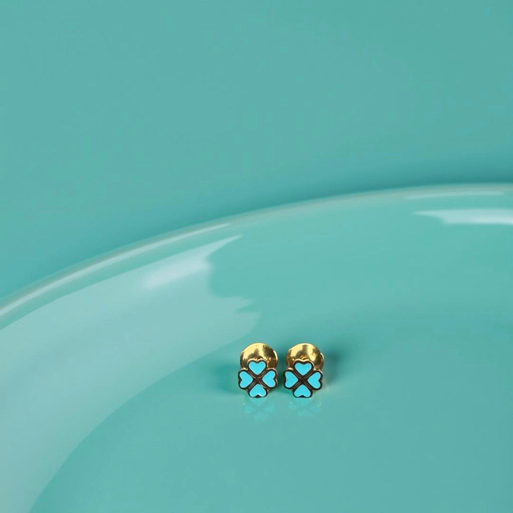 Boucles d'oreille "Lucky" émaillées turquoise