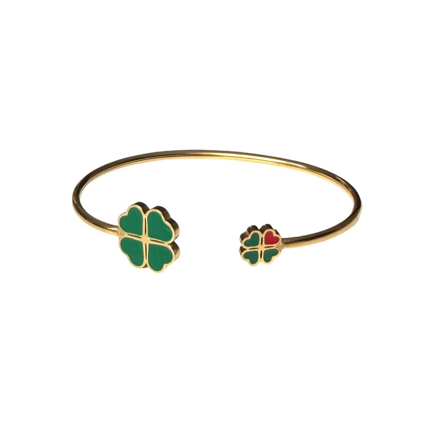 Bracelet "Lucky V" émaillé vert foncé