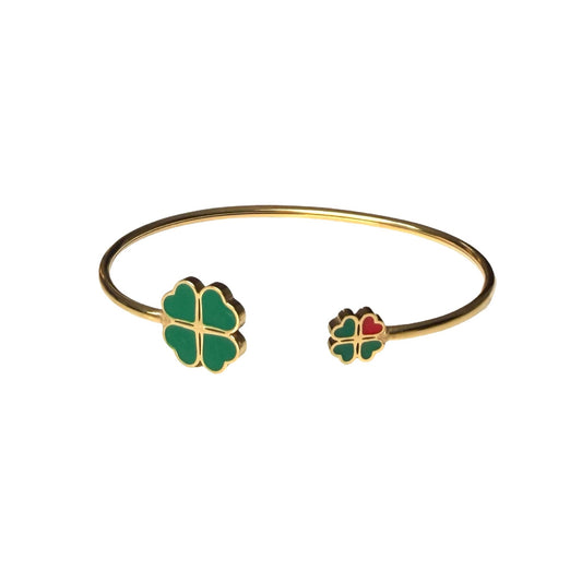 Bracelet "Lucky V" émaillé vert foncé