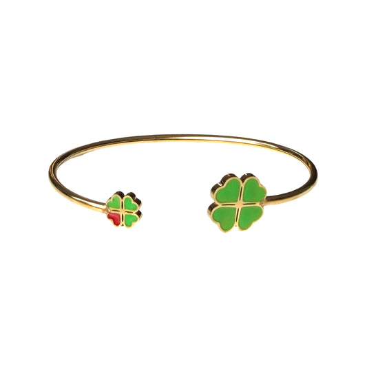 Bracelet "Lucky V" émaillé vert