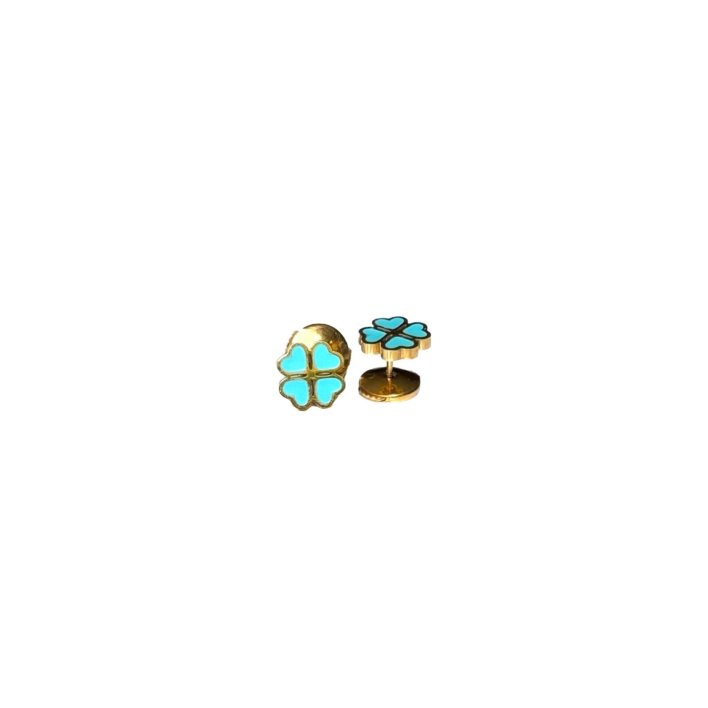 Boucles d'oreille "Lucky" émaillées turquoises
