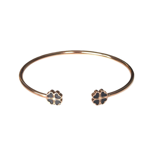 Bracelet "Lucky" doré rose émaillé noir