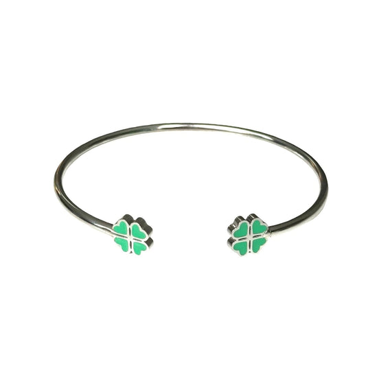 Bracelet "Lucky" émaillé vert argenté