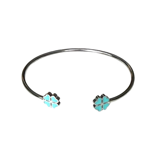 Bracelet "Lucky" émaillé turquoise argenté