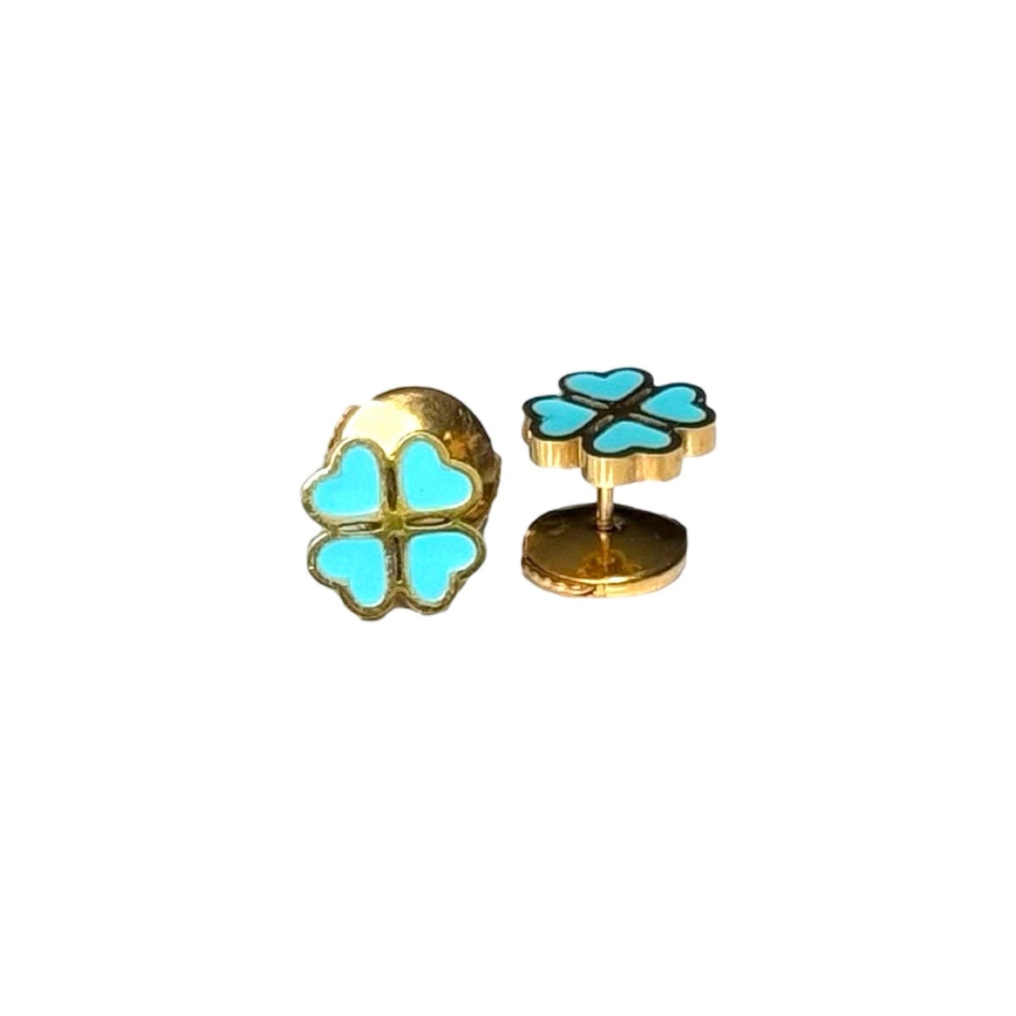 Boucles d'oreille "Lucky" émaillées turquoises