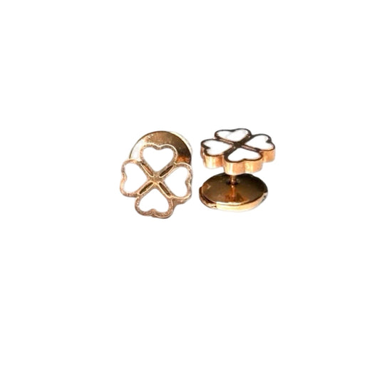 Boucles d'oreille "Lucky" émaillées blanches