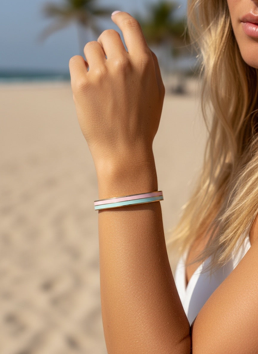 Bracelets "bicolore" dorés aux couleurs pastel