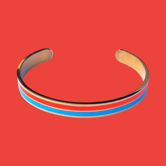 Bracelet "bicolore" jonc doré turquoise orange