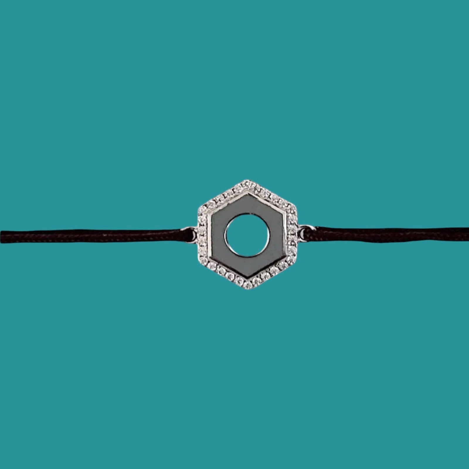 Bracelet : Ecrou Serti | Argent 925 sur cordon