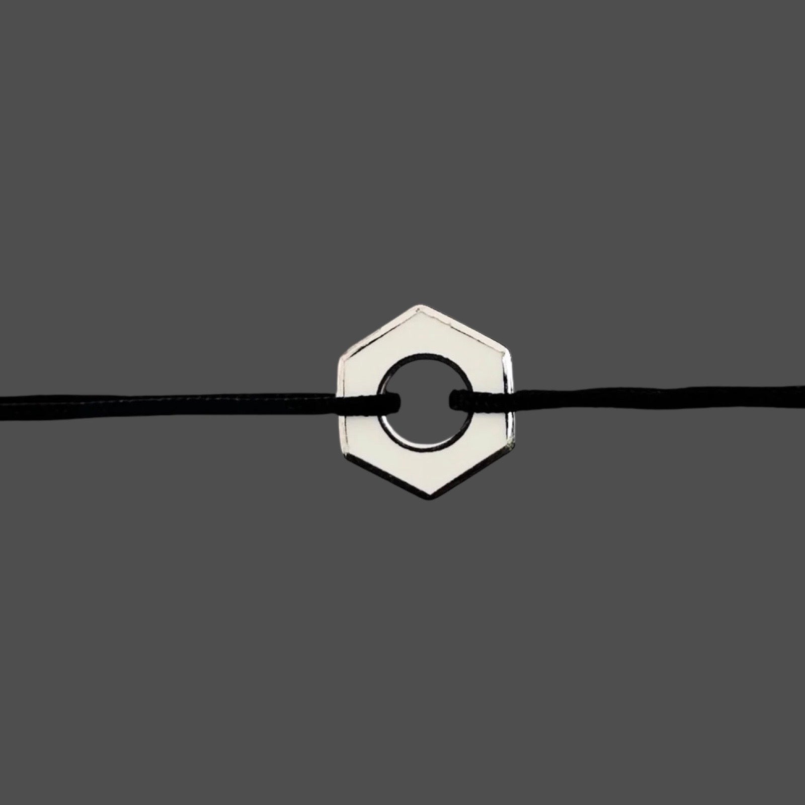 Bracelet : Ecrou bicolore  | argent sur cordon