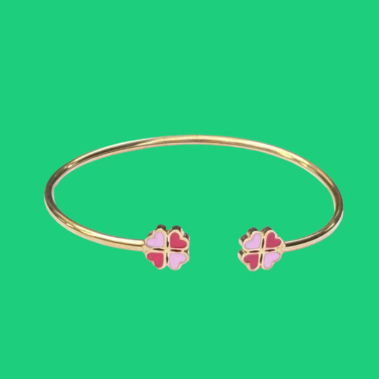 Bracelet "Trèfle" bicolore rose / rouge