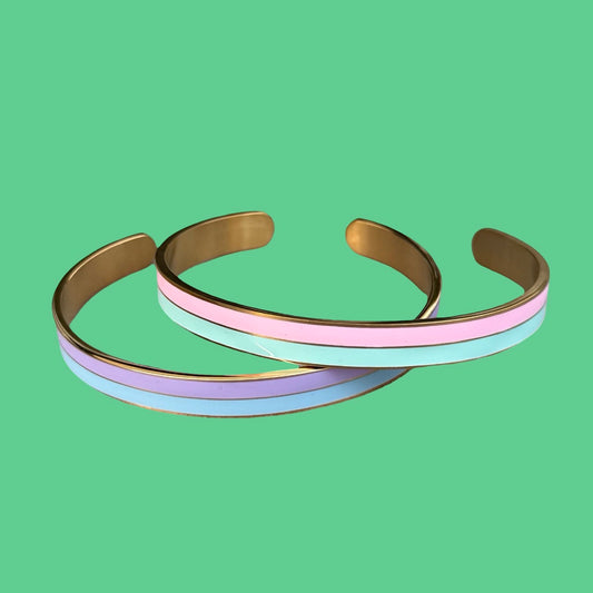 Bracelets "bicolore" dorés aux couleurs pastel