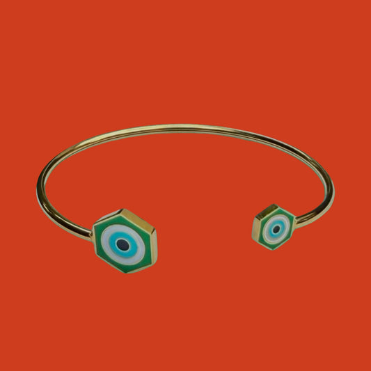 Bracelet "Aura" doré émaillé vert
