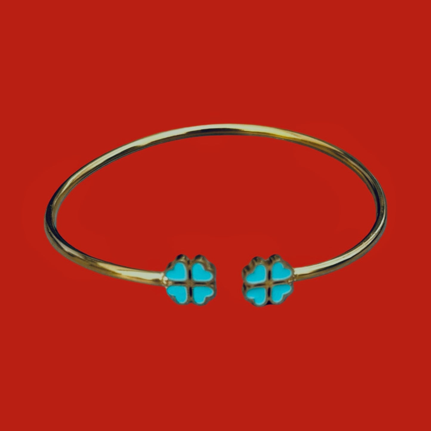 Bracelet "Lucky" émaillé turquoise doré 